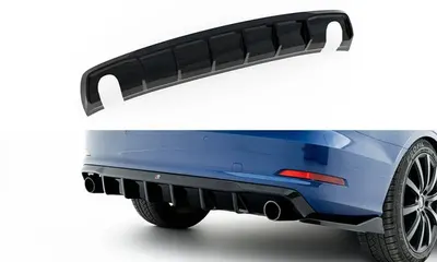 Maxton Design Bodykit-Set für Audi A3 Limousine 8V (Version Mit Einzel-Auspuffendrohren Beidseitig) – Schwarz glänzend / für Einzel-Endrohre auf beiden Seiten