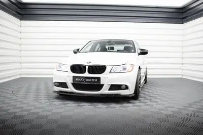 Maxton Design Frontsplitter V.1 für BMW 3er Limousine / Touring M-Paket E90 / E91 Facelift – Schwarz glänzend