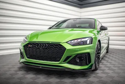 Maxton Design Frontsplitter V.1 mit Flaps für Audi RS5 F5 Facelift – Schwarz glänzend