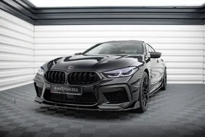 Maxton Design Frontsplitter V.1 mit Flaps für BMW M8 Gran Coupé F93 / Coupé F92 – Schwarz glänzend
