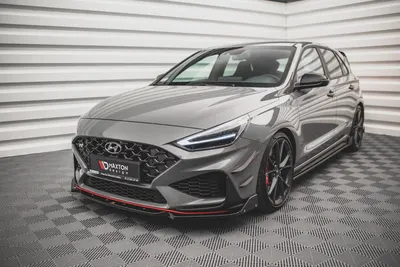 Maxton Design Frontsplitter V.1 mit Flaps für Hyundai i30 N / i30 N-Line Schrägheck/Fastback Mk3 Facelift – Schwarz glänzend
