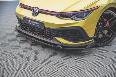 Maxton Design Frontsplitter V.1 mit Flaps für VW Golf 8 GTI Clubsport – Schwarz glänzend