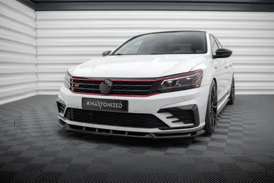 Maxton Design Frontsplitter V.1 für VW Passat GT B8 Facelift USA – Schwarz glänzend