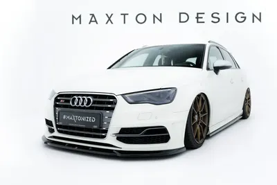 Maxton Design Frontsplitter V.2 für Audi S3 / A3 S line Sportback / Schrägheck 8V – Schwarz glänzend