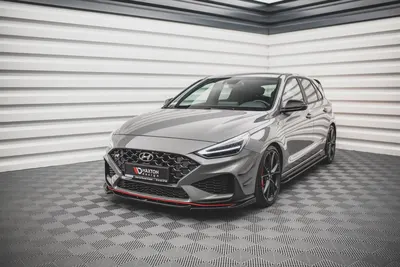 Maxton Design Frontsplitter V.2 für Hyundai i30 N / i30 N-Line Schrägheck/Fastback Mk3 Facelift – Schwarz glänzend