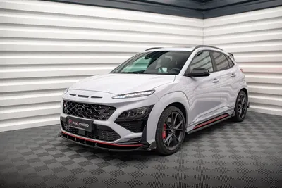 Maxton Design Frontsplitter V.2 mit Flaps für Hyundai Kona N Mk1 – Schwarz glänzend