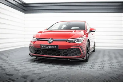 Maxton Design Frontsplitter V.2 mit Flaps für VW Golf 8 GTI / GTE / GTD / R-Line – Schwarz glänzend