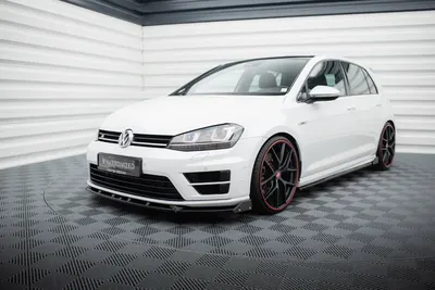 Maxton Design Frontsplitter V.4 mit Flaps für VW Golf 7 R / R-Line – Schwarz glänzend