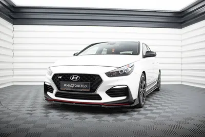 Maxton Design Frontsplitter V.5 mit Flaps für Hyundai i30 N Mk3 Schrägheck/Fastback – Schwarz glänzend