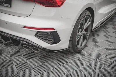 Maxton Design Heck-Seitensplitter V.1 für Audi A3 / A3 S line / S3 / RS3 Limousine 8Y / Audi A3 S line Limousine / S3 Limousine 8Y Facelift – Schwarz glänzend