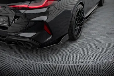 Maxton Design Heck-Seitensplitter V.1 mit Flaps für BMW M8 Gran Coupé F93 – Schwarz glänzend