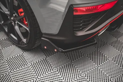 Maxton Design Heck-Seitensplitter V.1 mit Flaps für Hyundai i30 N Schrägheck Mk3 Facelift – Schwarz glänzend