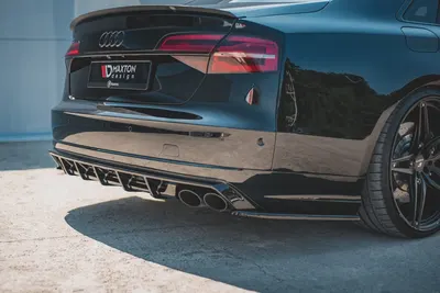 Maxton Design Heck-Seitensplitter V.2 für Audi S8 / A8 / A8 S line D5 / Audi S8 / A8 S line D5 Facelift – Schwarz glänzend