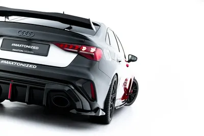 Maxton Design Heck-Seitensplitter V.3 für Audi RS3 Limousine 8Y Facelift – Schwarz glänzend