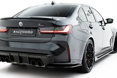Maxton Design Heck-Seitensplitter V.3 für BMW M3 Limousine / Touring G80 / G81 – Schwarz glänzend