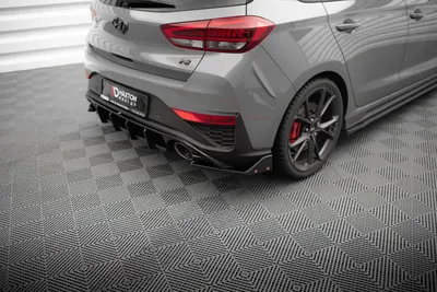 Maxton Design Heck-Seitensplitter V.4 mit Flaps für Hyundai i30 N Schrägheck Mk3 Facelift – Schwarz glänzend