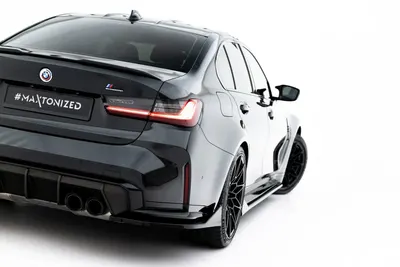 Maxton Design Heck-Seitensplitter V.5 für BMW M3 Limousine / Touring G80 / G81 – Schwarz glänzend