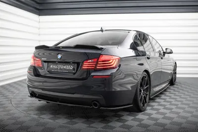 Maxton Design Hecksplitter für BMW 5er M-Paket Limousine/Touring F10/F11 (mit zwei Einzel AUSPUFFENDROHR) – Schwarz glänzend