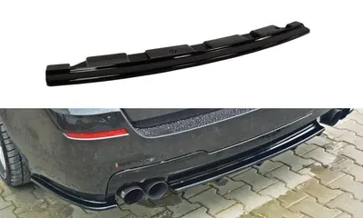 Maxton Design Hecksplitter für BMW 5er M-Paket Limousine/Touring F10/F11 - Without Vertical Bars (Mit Zwei Doppel Auspuffendrohr) – Schwarz glänzend