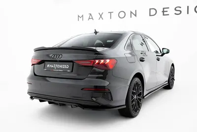 Maxton Design Hecksplitter mit vertikalen Streben für Audi A3 Limousine 8Y – Schwarz glänzend