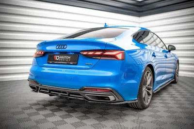 Maxton Design Hecksplitter mit vertikalen Streben für Audi A5 S line F5 Facelift – Schwarz glänzend