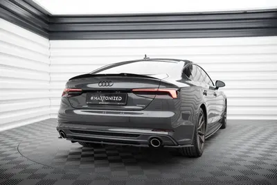 Maxton Design Hecksplitter mit vertikalen Streben für Audi A5 S line F5 Coupé / Sportback – Schwarz glänzend