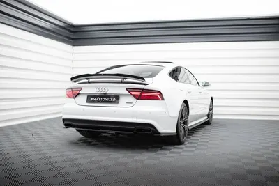 Maxton Design Hecksplitter mit vertikalen Streben für Audi A7 S line C7 Facelift – Schwarz glänzend