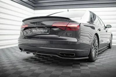 Maxton Design Hecksplitter mit vertikalen Streben für Audi A8 D4 Facelift – Schwarz glänzend