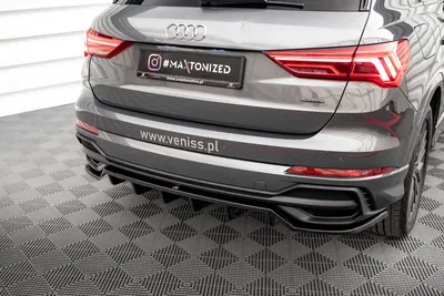 Maxton Design Hecksplitter mit vertikalen Streben für Audi Q3 S line SUV F3 – Schwarz glänzend