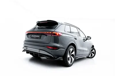 Maxton Design Hecksplitter mit vertikalen Streben für Audi Q6 e-tron S line / SQ6 e-tron SUV / Sportback Mk1 – Schwarz glänzend