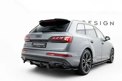 Maxton Design Hecksplitter mit vertikalen Streben für Audi Q7 S line Mk2 Facelift 2 – Schwarz glänzend