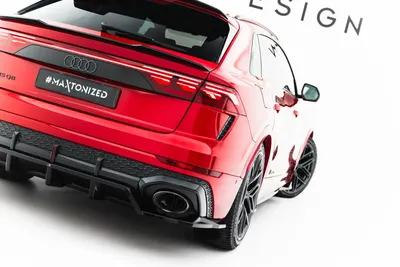 Maxton Design Hecksplitter mit vertikalen Streben für Audi RSQ8 Mk1 Facelift – Schwarz glänzend