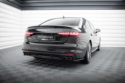 Maxton Design Hecksplitter mit vertikalen Streben für Audi S4 B9 Facelift – Schwarz glänzend