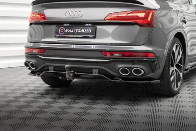 Maxton Design Hecksplitter mit vertikalen Streben für Audi SQ5 / Q5 S line Sportback Mk2 Facelift – Schwarz glänzend