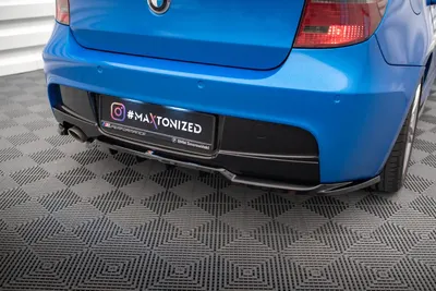 Maxton Design Hecksplitter mit vertikalen Streben für BMW 1er M-Paket E87 Facelift – Schwarz glänzend