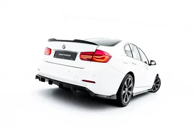 Maxton Design Hecksplitter mit vertikalen Streben für BMW 3er Sportline Limousine / Touring F30 / F31 – Schwarz glänzend
