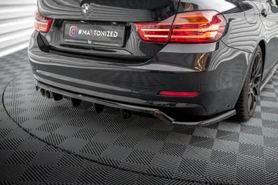 Maxton Design Hecksplitter mit vertikalen Streben für BMW 4er Gran Coupé F36 – Schwarz glänzend