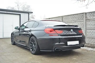 Maxton Design Hecksplitter mit vertikalen Streben für BMW 6er Gran Coupé M-Paket (Ohne Vertikale Balken) – Schwarz glänzend