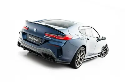 Maxton Design Hecksplitter mit vertikalen Streben für BMW 8er Gran Coupé M-Paket G16 – Schwarz glänzend