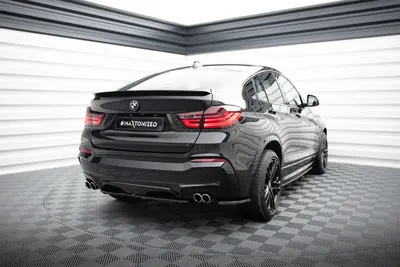 Maxton Design Hecksplitter mit vertikalen Streben für BMW X4 M-Paket – Schwarz glänzend