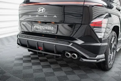 Maxton Design Hecksplitter mit vertikalen Streben für Hyundai Kona N-Line Mk2 – Schwarz glänzend
