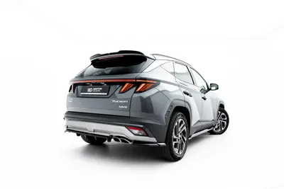 Maxton Design Hecksplitter mit vertikalen Streben für Hyundai Tucson Mk4 Facelift – Schwarz glänzend