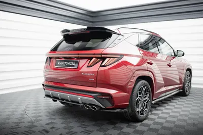 Maxton Design Hecksplitter mit vertikalen Streben für Hyundai Tucson N-Line Mk4 – Schwarz glänzend