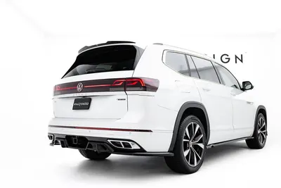 Maxton Design Hecksplitter mit vertikalen Streben für VW Atlas R-Line Mk1 Facelift 2 – Schwarz glänzend