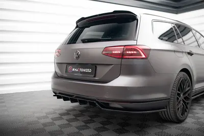 Maxton Design Hecksplitter mit vertikalen Streben für VW Passat Limousine / Variant B8 – Schwarz glänzend