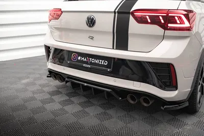 Maxton Design Hecksplitter mit vertikalen Streben für VW T-Roc R / R-Line Mk1 Facelift – Schwarz glänzend
