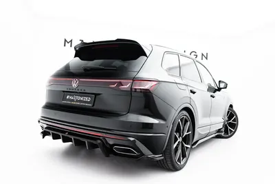 Maxton Design Hecksplitter mit vertikalen Streben für VW Touareg R-Line Mk3 Facelift – Schwarz glänzend