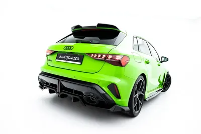 Maxton Design Hecksplitter V.1 mit vertikalen Streben für Audi RS3 Sportback 8Y Facelift – Schwarz glänzend