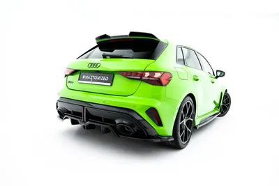 Maxton Design Hecksplitter V.2 mit vertikalen Streben für Audi RS3 Sportback 8Y Facelift – Schwarz glänzend