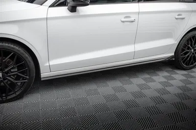 Maxton Design Seitenschweller-Ansätze für Audi A3 Limousine 8V – Schwarz glänzend